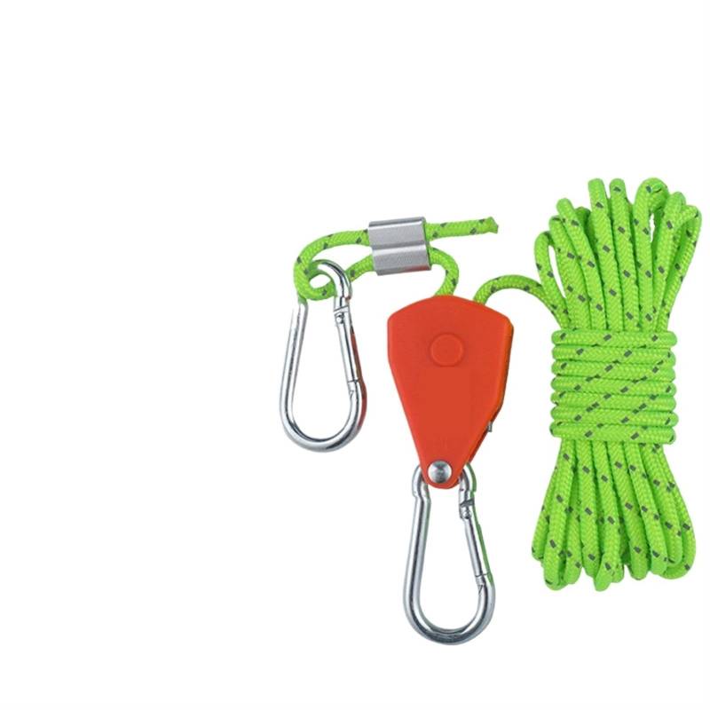 Einstellbarer Flaschenzug mit Ratschen, Seilaufhänger, Schnellverriegelung, verstärkte Metallgetriebe mit Metallhaken für Sonnensegel(Light Green,4mm 4meter) von ZJPOJph