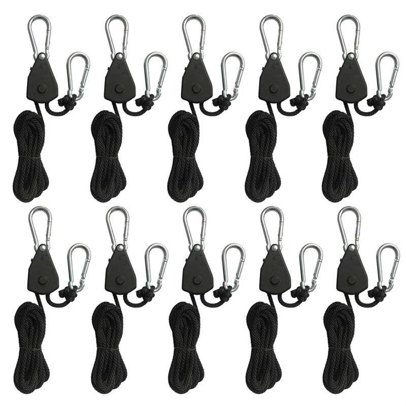 Lock Tie Down Strap 2Meter Ratsche Locking Kleiderbügel Hebe Pulley Haken Kanu Boot Bug Heck Seil for Camping für Sonnensegel(10 Piece) von ZJPOJph