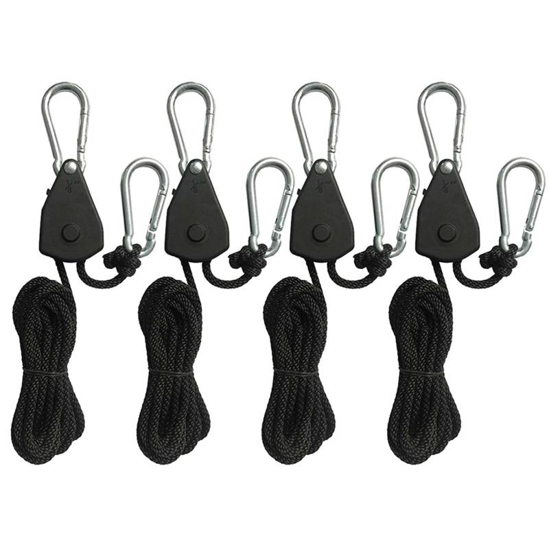 Lock Tie Down Strap 2Meter Ratsche Locking Kleiderbügel Hebe Pulley Haken Kanu Boot Bug Heck Seil for Camping für Sonnensegel(4 Piece) von ZJPOJph