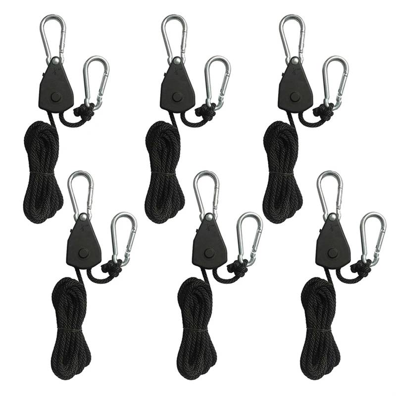 Lock Tie Down Strap 2Meter Ratsche Locking Kleiderbügel Hebe Pulley Haken Kanu Boot Bug Heck Seil for Camping für Sonnensegel(6 Piece) von ZJPOJph