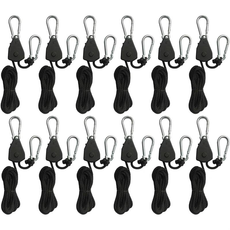 Lock Tie Down Strap 2Meter Ratschen Locking Kleiderbügel Hebe Pulley Haken Kanu Boot Bug Heck Seil for Camping für Sonnensegel(12 Piece) von ZJPOJph