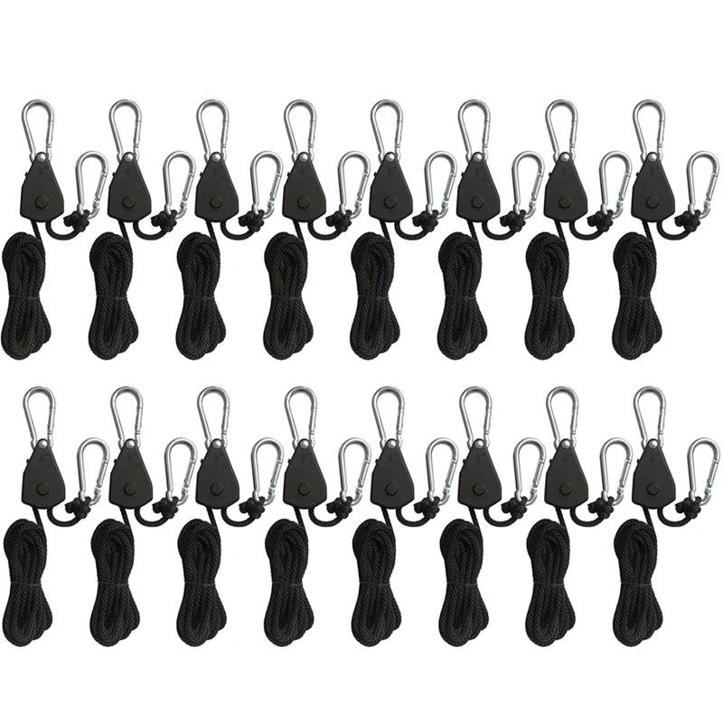 Lock Tie Down Strap 2Meter Ratschen Locking Kleiderbügel Hebe Pulley Haken Kanu Boot Bug Heck Seil for Camping für Sonnensegel(16 Piece) von ZJPOJph