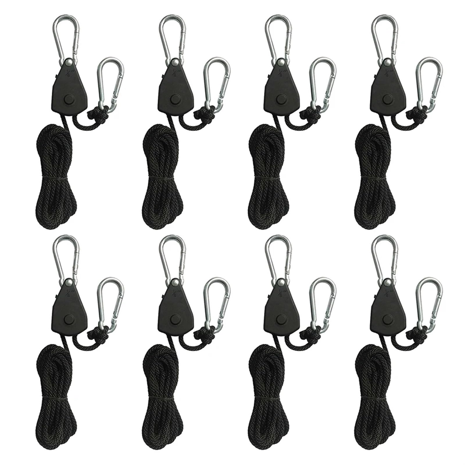 Lock Tie Down Strap 2Meter Ratschen Locking Kleiderbügel Hebe Pulley Haken Kanu Boot Bug Heck Seil for Camping für Sonnensegel(8 Piece) von ZJPOJph