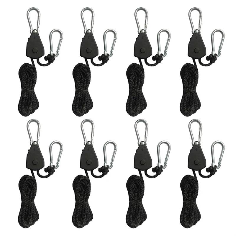 Lock Tie Down Strap 2Meter Ratschen Locking Kleiderbügel Hebe Pulley Haken Kanu Boot Bug Heck Seil for Camping für Sonnensegel(8 Piece) von ZJPOJph