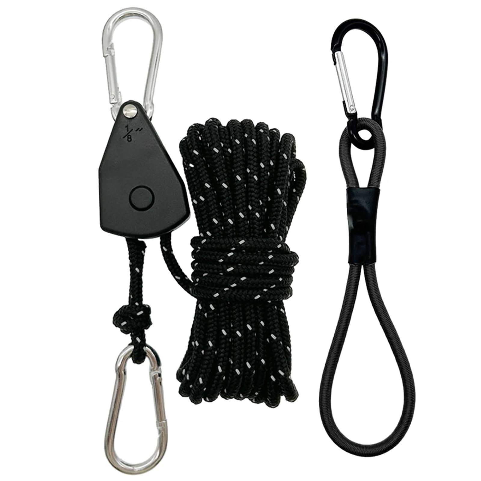 Markisen-Windseil, verstellbar, 4 mm, Abspannleinen for den Außenbereich, Winddicht, strapazierfähig, Verstellbarer Seilaufhänger, reflektierendes Campingzubehör für Sonnensegel(Black) von ZJPOJph
