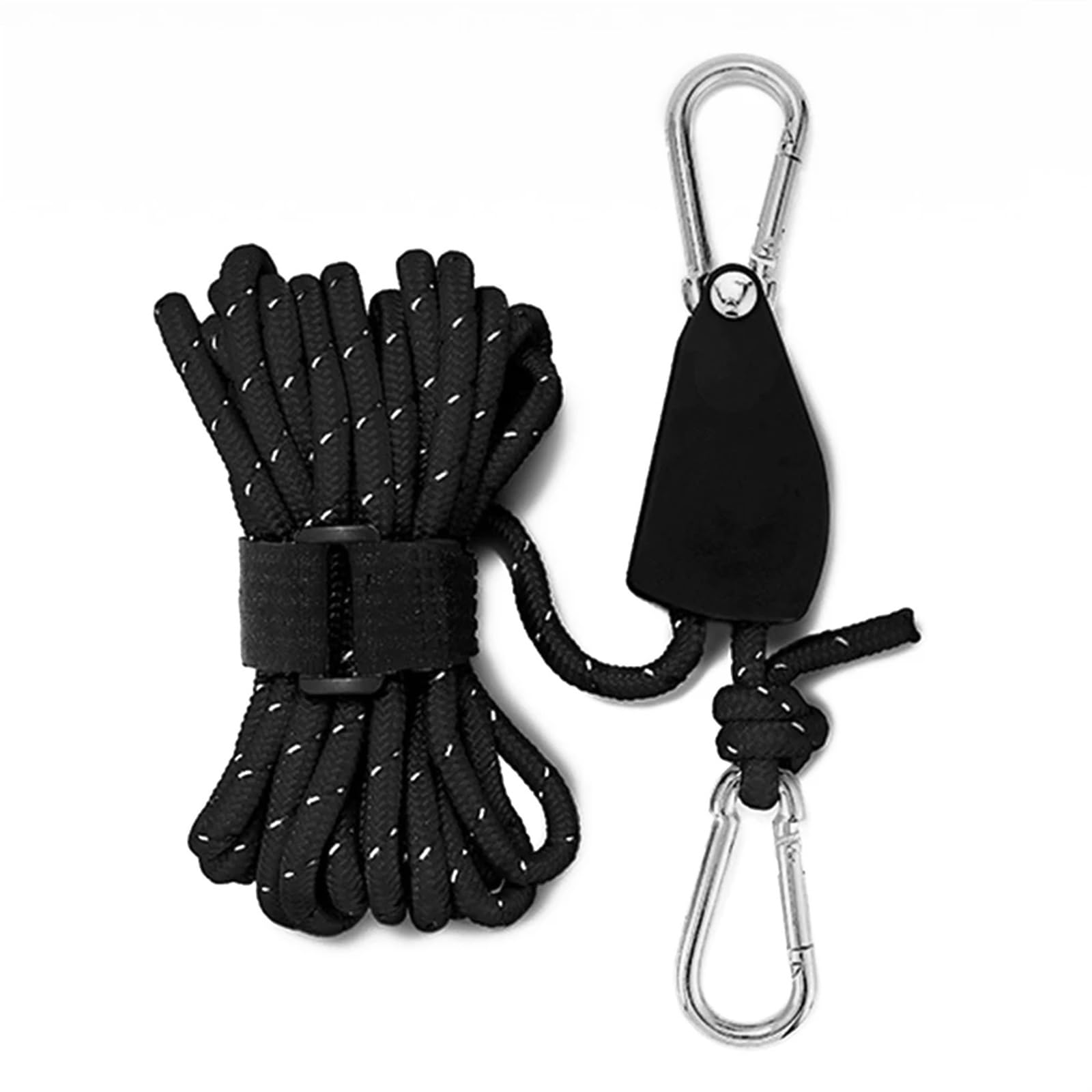 Markisen-Windseil, verstellbar, 4 mm, Abspannleinen for den Außenbereich, Winddicht, strapazierfähig, Verstellbarer Seilaufhänger, reflektierendes Campingzubehör für Sonnensegel(Black-01) von ZJPOJph