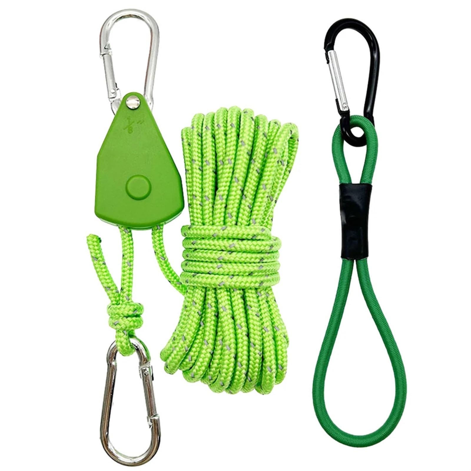 Markisen-Windseil, verstellbar, 4 mm, Abspannleinen for den Außenbereich, Winddicht, strapazierfähig, Verstellbarer Seilaufhänger, reflektierendes Campingzubehör für Sonnensegel(Green) von ZJPOJph