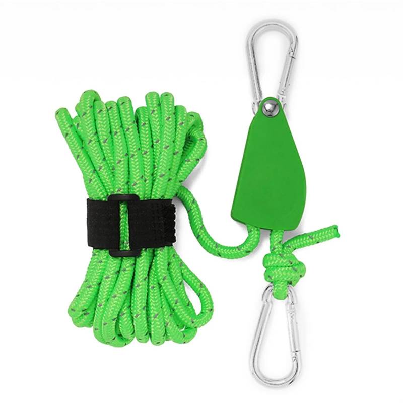 Markisen-Windseil, verstellbar, 4 mm, Abspannleinen for den Außenbereich, Winddicht, strapazierfähig, Verstellbarer Seilaufhänger, reflektierendes Campingzubehör für Sonnensegel(Green-01) von ZJPOJph