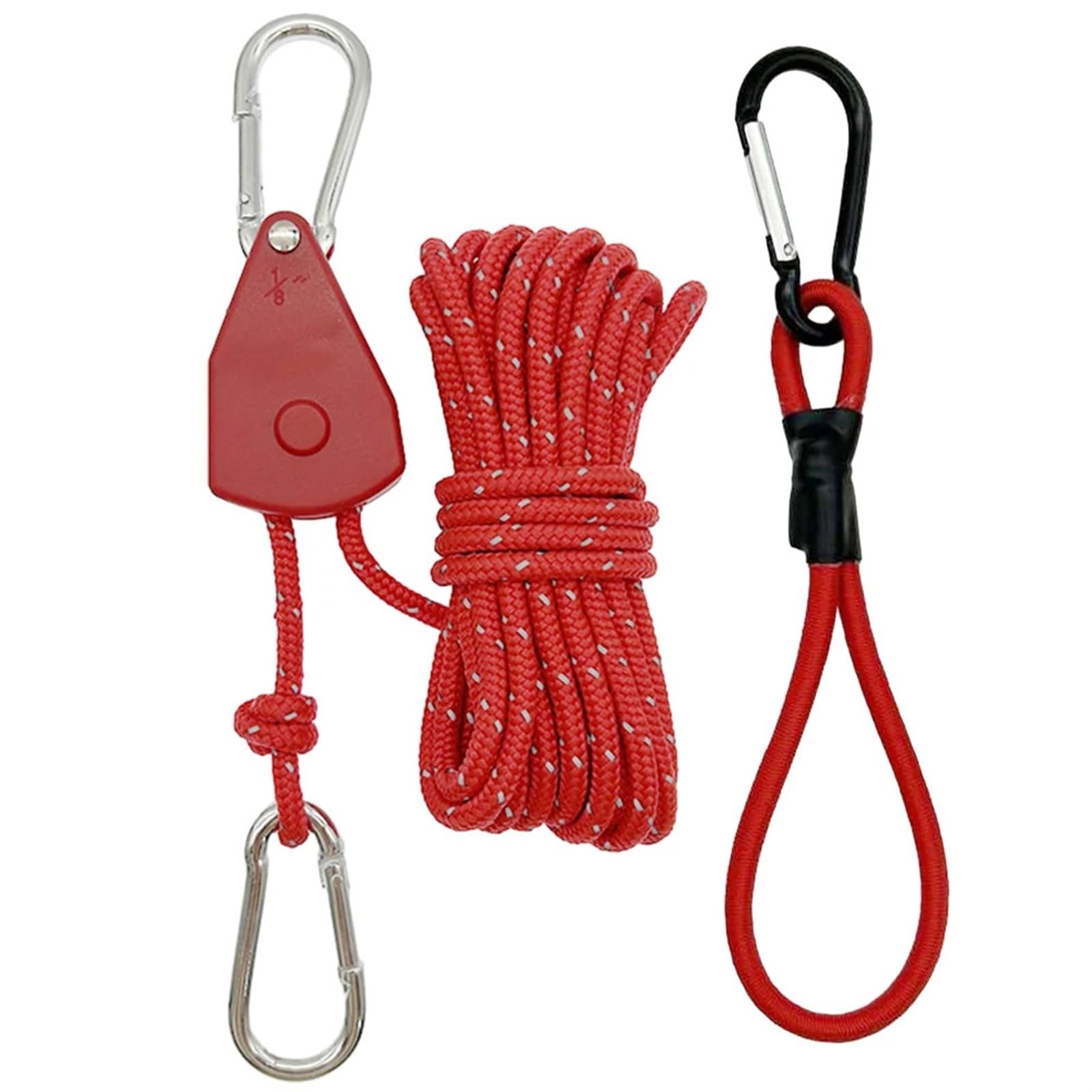Markisen-Windseil, verstellbar, 4 mm, Abspannleinen for den Außenbereich, Winddicht, strapazierfähig, Verstellbarer Seilaufhänger, reflektierendes Campingzubehör für Sonnensegel(Red) von ZJPOJph