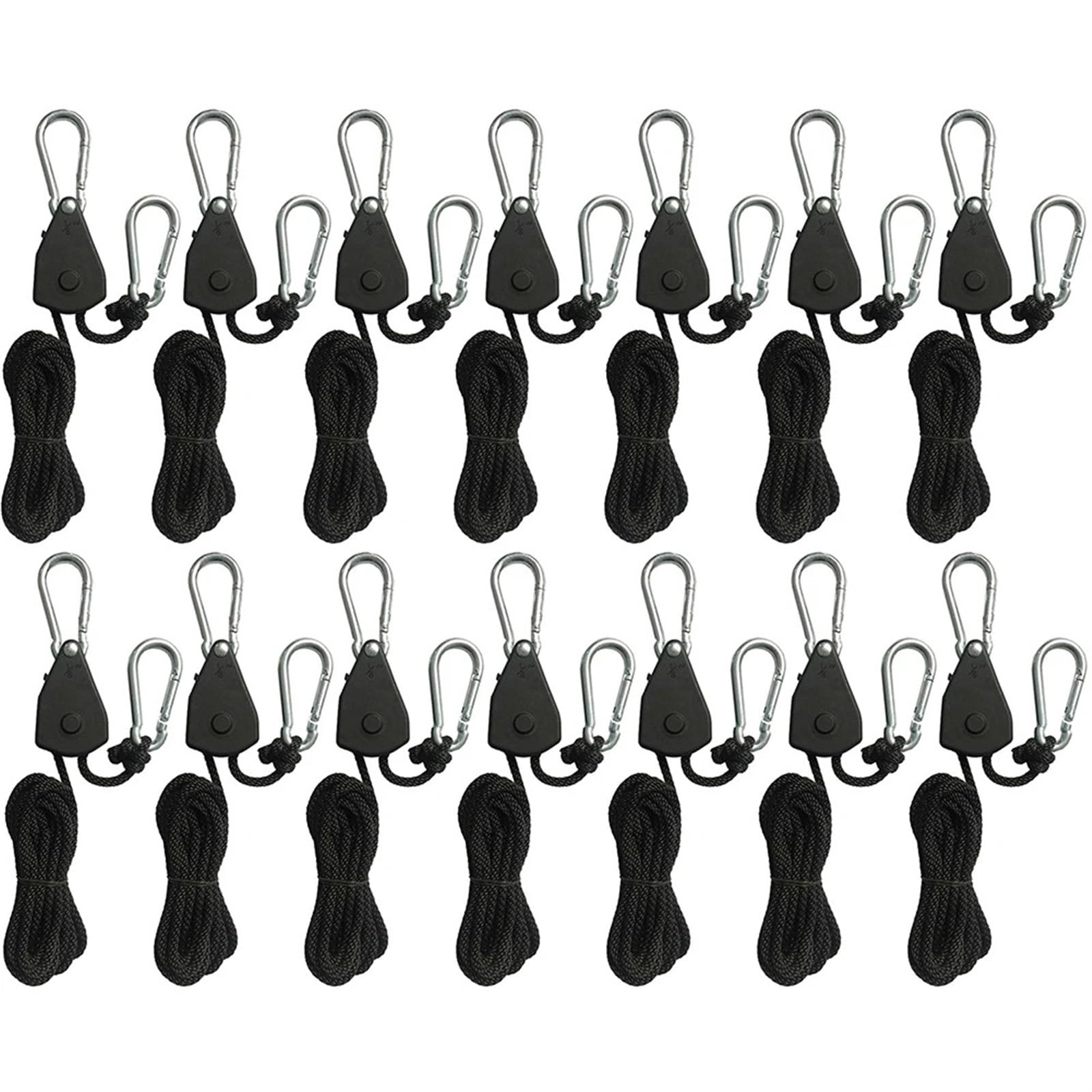 Ratschen-Verriegelungsbügel, 2 Meter Heberolle, Haken, 1/8 Zoll Heberolle, Lampenrolle, Seile, Rolle, Himmelsvorhang, Zelt für Sonnensegel(14 Piece) von ZJPOJph
