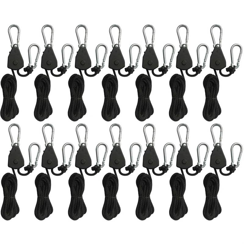 Ratschen-Verriegelungsbügel, 2 Meter Heberolle, Haken, 1/8 Zoll Heberolle, Lampenrolle, Seile, Rolle, Himmelsvorhang, Zelt für Sonnensegel(14 Piece) von ZJPOJph