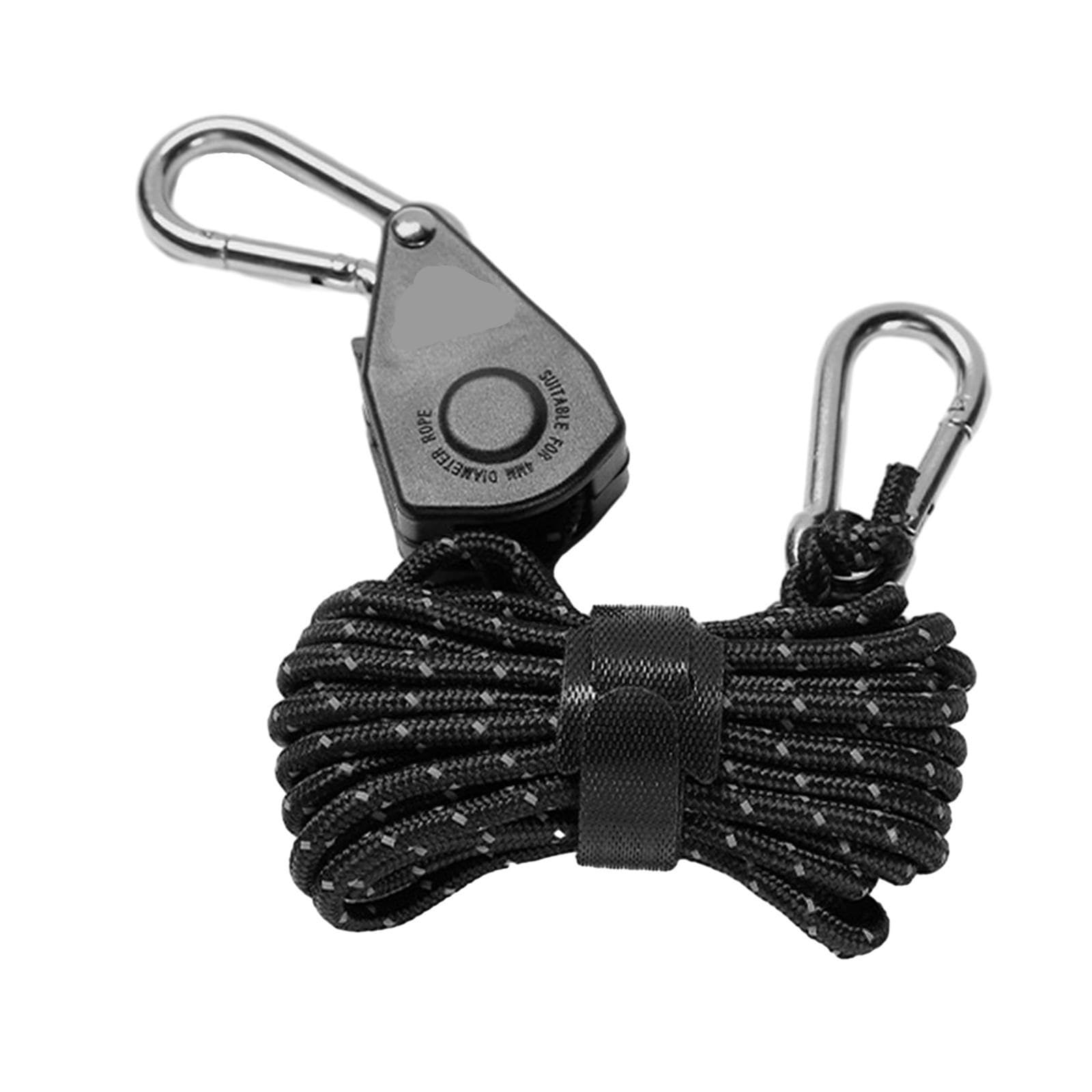 Seilaufhänger mit Seilrolle und Ratschen, mit Karabiner, Rutschfester Spanner, schnell verriegelbares Zelt-Windseil, Zeltseil for Markisen, Outdoor-Überdachungen für Sonnensegel(Black) von ZJPOJph