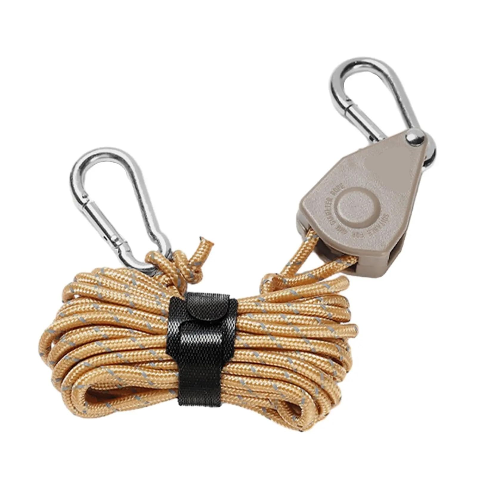 Seilaufhänger mit Seilrolle und Ratschen, mit Karabiner, Rutschfester Spanner, schnell verriegelbares Zelt-Windseil, Zeltseil for Markisen, Outdoor-Überdachungen für Sonnensegel(Brown) von ZJPOJph
