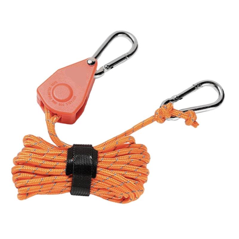 Seilaufhänger mit Seilrolle und Ratschen, mit Karabiner, Rutschfester Spanner, schnell verriegelbares Zelt-Windseil, Zeltseil for Markisen, Outdoor-Überdachungen für Sonnensegel(Orange) von ZJPOJph