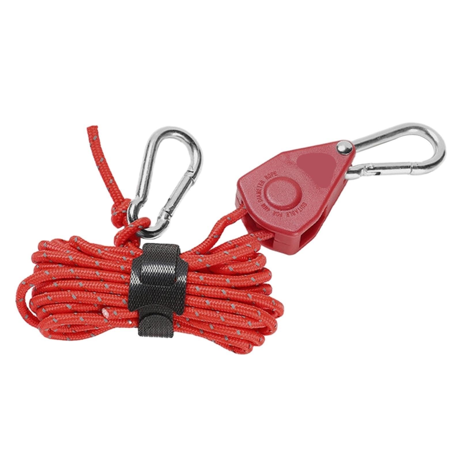 Seilaufhänger mit Seilrolle und Ratschen, mit Karabiner, Rutschfester Spanner, schnell verriegelbares Zelt-Windseil, Zeltseil for Markisen, Outdoor-Überdachungen für Sonnensegel(Red) von ZJPOJph
