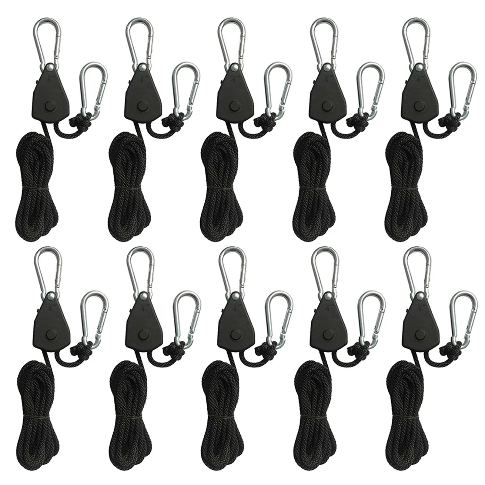 Seile Flaschenzug Ratschen Feststellbügel 2 Meter Hebe Flaschenzug Haken 1/8 Lift Flaschenzug Lampe Flaschenzug Himmel Vorhang Zelt für Sonnensegel(10 Piece) von ZJPOJph