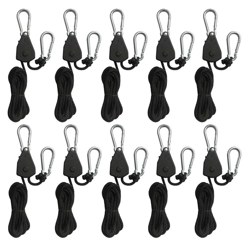 Seile Flaschenzug Ratschen Feststellbügel 2 Meter Hebe Flaschenzug Haken 1/8 Lift Flaschenzug Lampe Flaschenzug Himmel Vorhang Zelt für Sonnensegel(10 Piece) von ZJPOJph