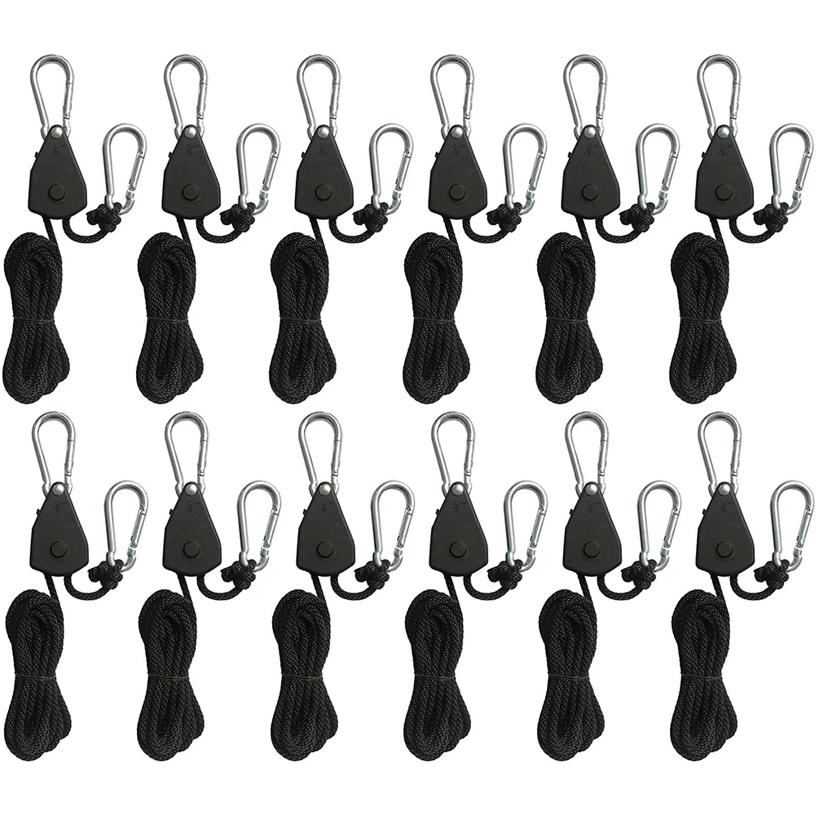 Seile Flaschenzug Ratschen Feststellbügel 2 Meter Hebe Flaschenzug Haken 1/8 Lift Flaschenzug Lampe Flaschenzug Himmel Vorhang Zelt für Sonnensegel(12 Piece) von ZJPOJph