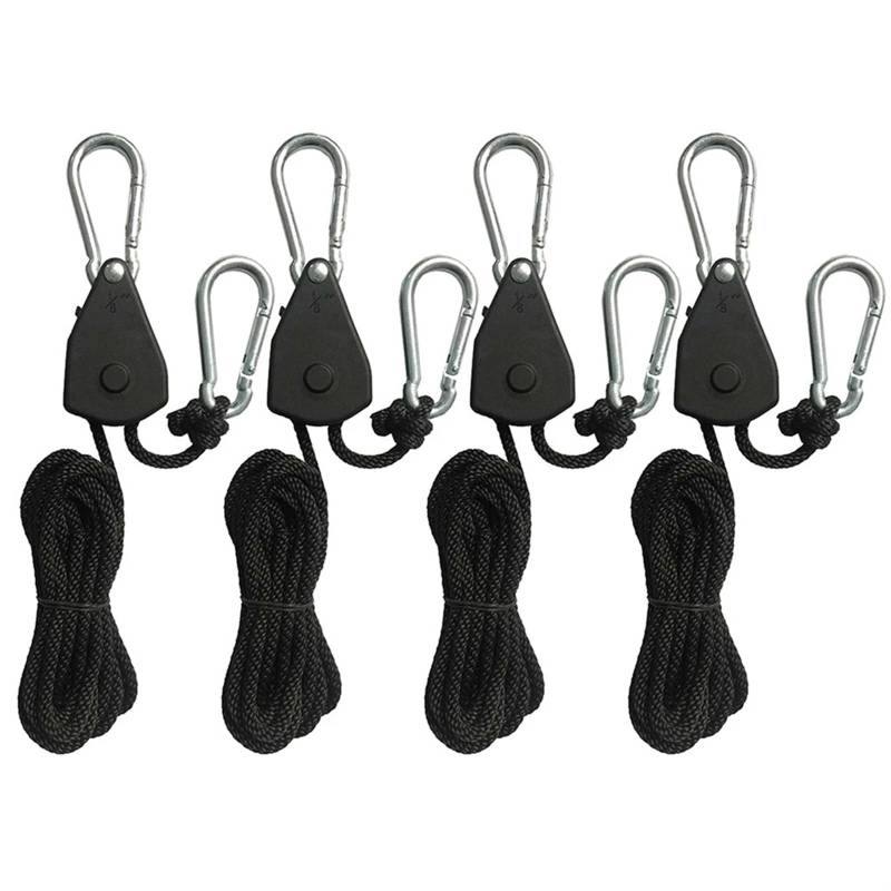 Seile Flaschenzug Ratschen Feststellbügel 2 Meter Hebe Flaschenzug Haken 1/8 Lift Flaschenzug Lampe Flaschenzug Himmel Vorhang Zelt für Sonnensegel(4 Piece) von ZJPOJph