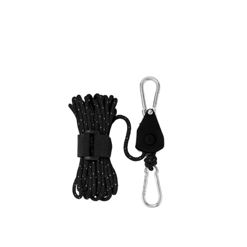 Zelt Seil Einsteller Kabel Binden Seil Aufhänger Pulley Spanner Verschluss Karabiner for Kajak Kanu Markise Plane Baldachin für Sonnensegel(Large Black) von ZJPOJph