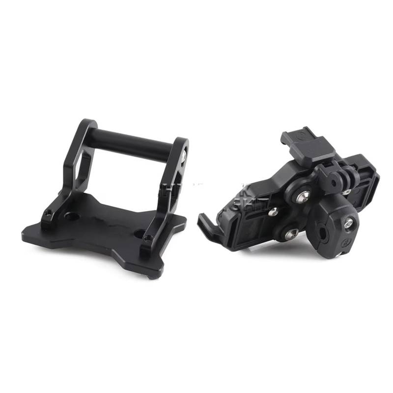 GPS Navigation Motorradhalterung Für CFMOTO Für 450MT 2024 2025 Motorradzubehör CNC Aluminium Verlängerungshalterung Navigationshalterung Schwarz Silber(Black-12MM 1Set) von ZJYZYQ