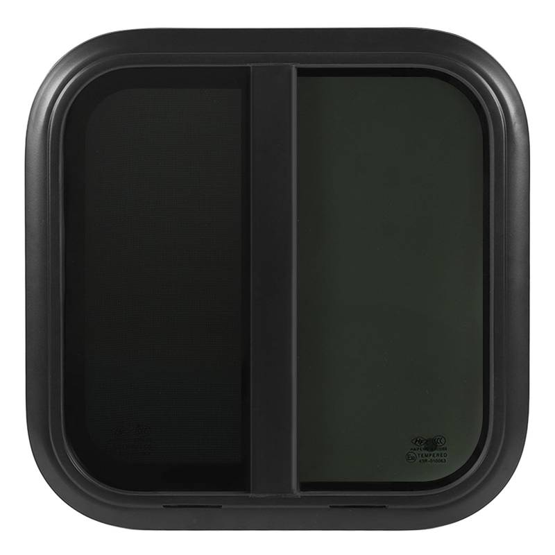 Black Aluminiumlegierung Gleitfenster RV Rundete Fenster mit Abnehmbarem Bildschirm für Trailer RV (Für Wandstärke: 31 bis 36 mm) von ZJchao