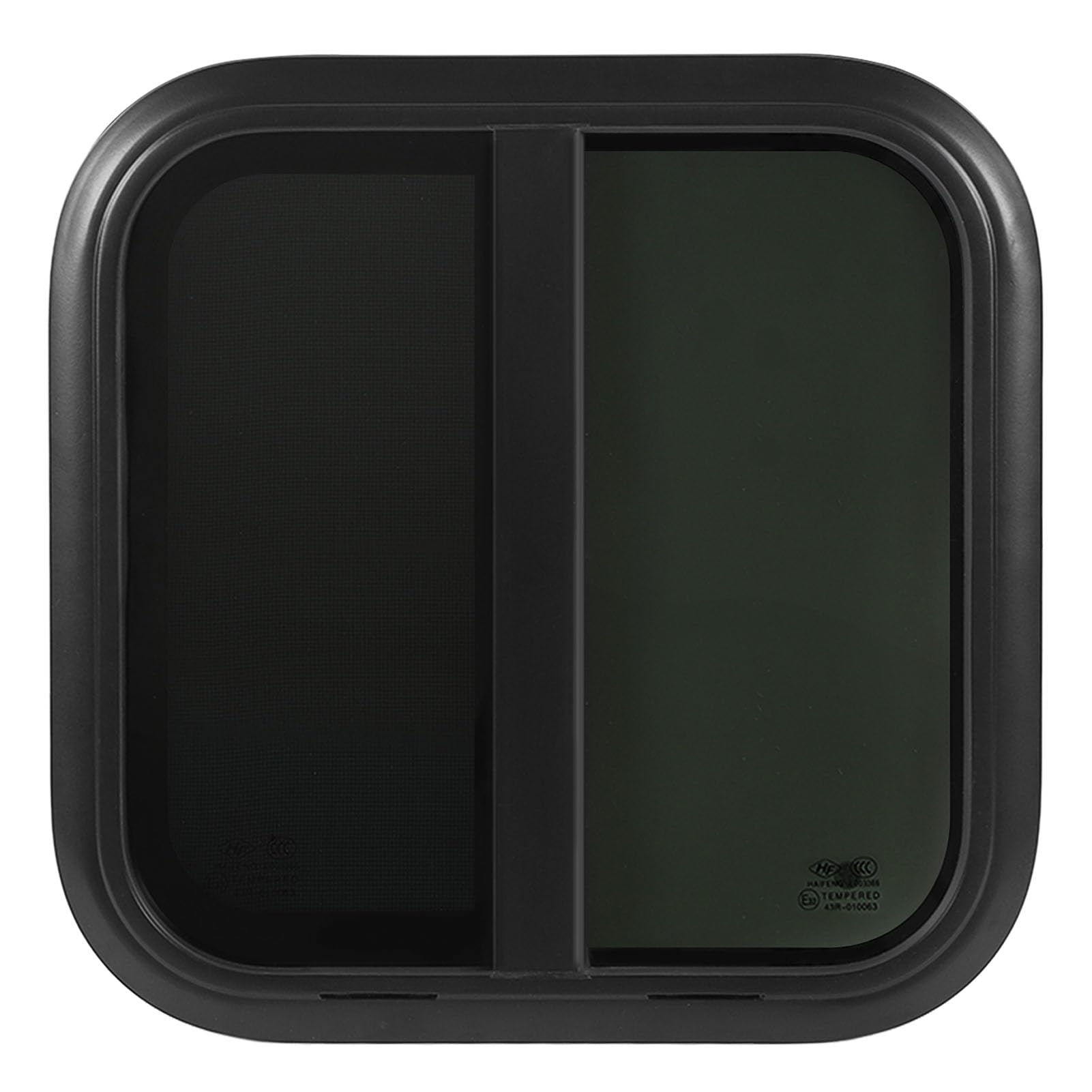 Black Aluminiumlegierung Gleitfenster RV Rundete Fenster mit Abnehmbarem Bildschirm für Trailer RV (Für Wandstärke: 43 bis 48 mm) von ZJchao