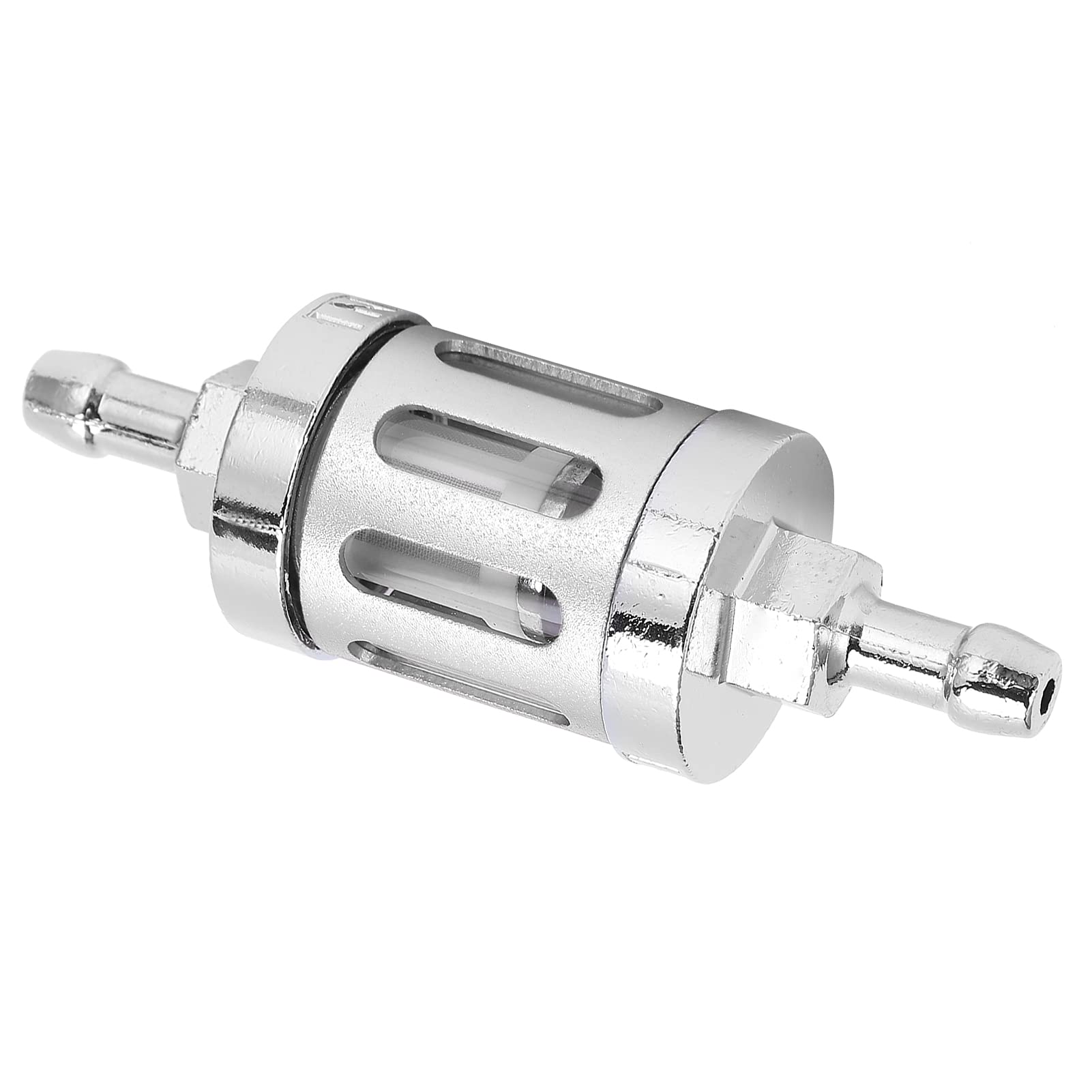 Kraftstofffilter, Kraftstofffilter in Line Aluminiumlegierung Abdeckung Glasersatz für Autos ATV SUVs Motorräder Grubenbikes (SILVER) von ZJchao