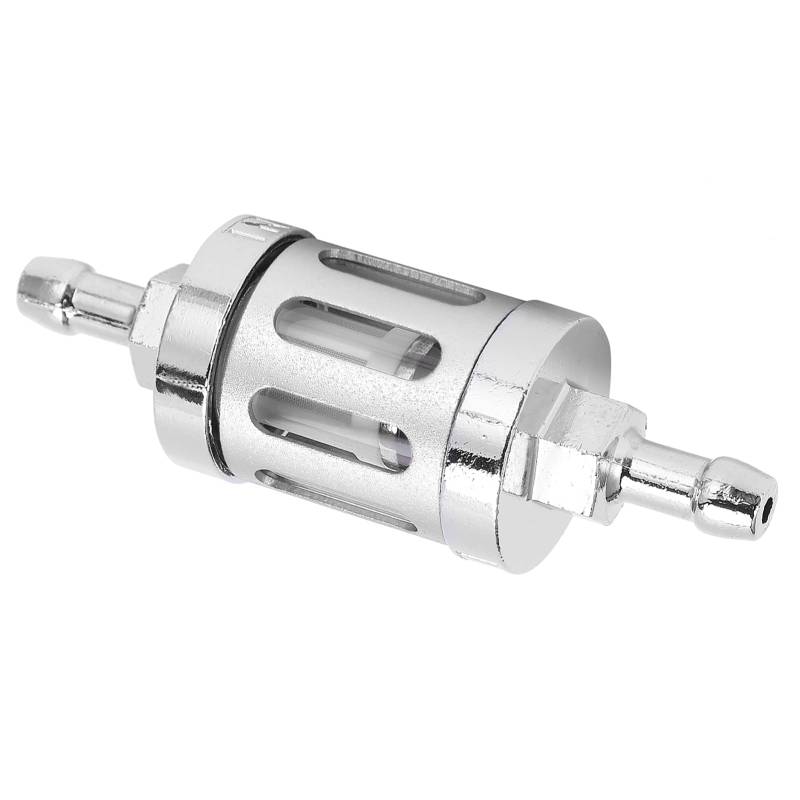 Kraftstofffilter, Kraftstofffilter in Line Aluminiumlegierung Abdeckung Glasersatz für Autos ATV SUVs Motorräder Grubenbikes (SILVER) von ZJchao