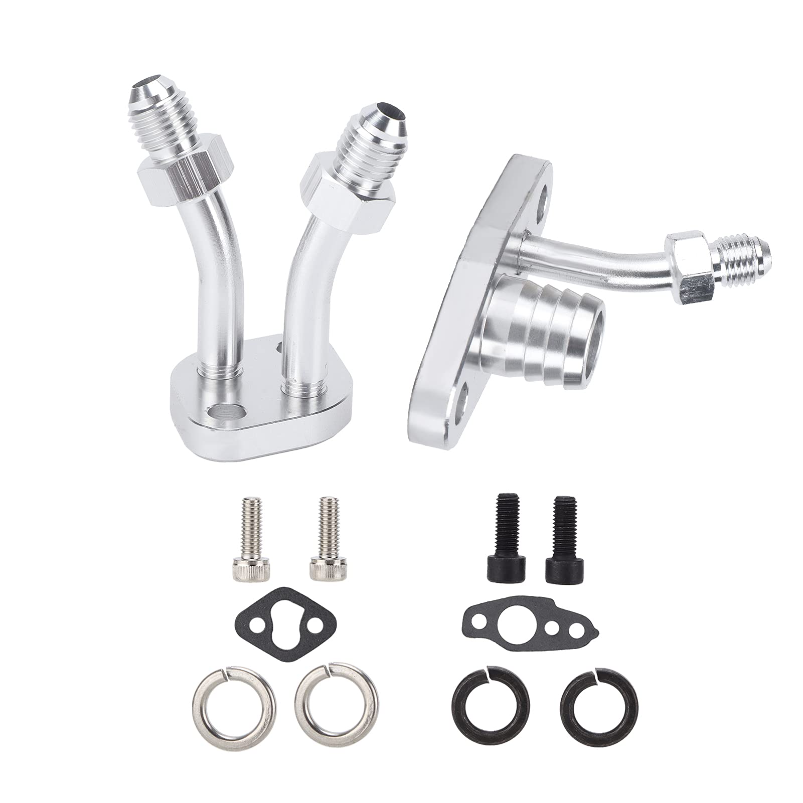 Ölspeisung Drain Flansch Kit, Ölrückgang Flansch Turbodil Return Abfluss Flanschadapter Aluminiumlegierung mit Zubehör für CT9 CT12 CT20 CT26 Turbolader von ZJchao