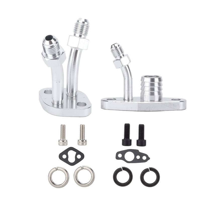 Ölspeisung Drain Flansch Kit, Ölrückgang Flansch Turbodil Return Abfluss Flanschadapter Aluminiumlegierung mit Zubehör für CT9 CT12 CT20 CT26 Turbolader von ZJchao