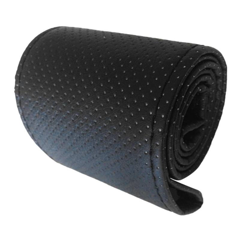 Universal Auto Lenkradabdeckung Handnähung Perforiertes Mikrofaserleder für Einen Durchmesser von 38 cm Geeignet für Verschiedene Modelle (Black) von ZJchao