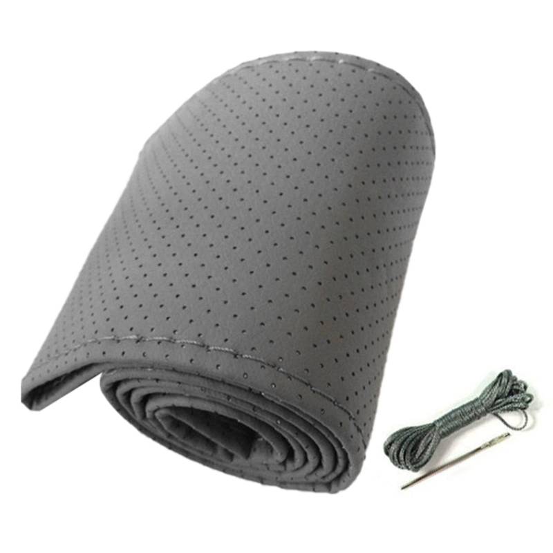 Universal Auto Lenkradabdeckung Handnähung Perforiertes Mikrofaserleder für Einen Durchmesser von 38 cm Geeignet für Verschiedene Modelle (Grey) von ZJchao