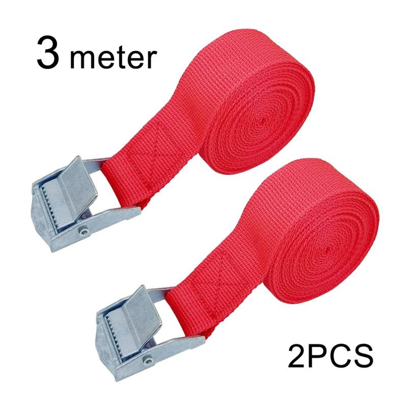 Spanngurt, 2 Stück 3 Meter Schnallen-Zurrgurte Ladungsgurte for Auto-LKW-Motorrad-Fahrrad-Abschleppseil-Bindegurt Auto-päcktasche Fester Gurt für Transport, Fracht, Gepäck, Camping(D) von ZKLGS