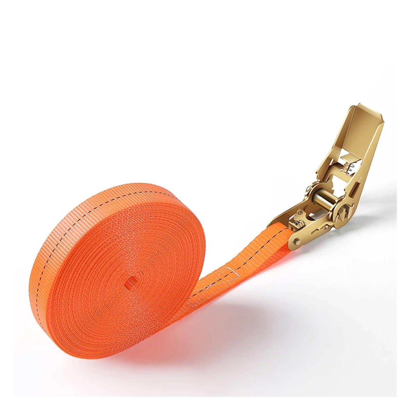Spanngurt, LKW-Frachtbindung mit Ratschenspanner, Spanner, selbstsichernder Bindungsspanner, festes Bremsseilbündel, Mehrzweck für Transport, Fracht, Gepäck, Camping(Orange 4m) von ZKLGS