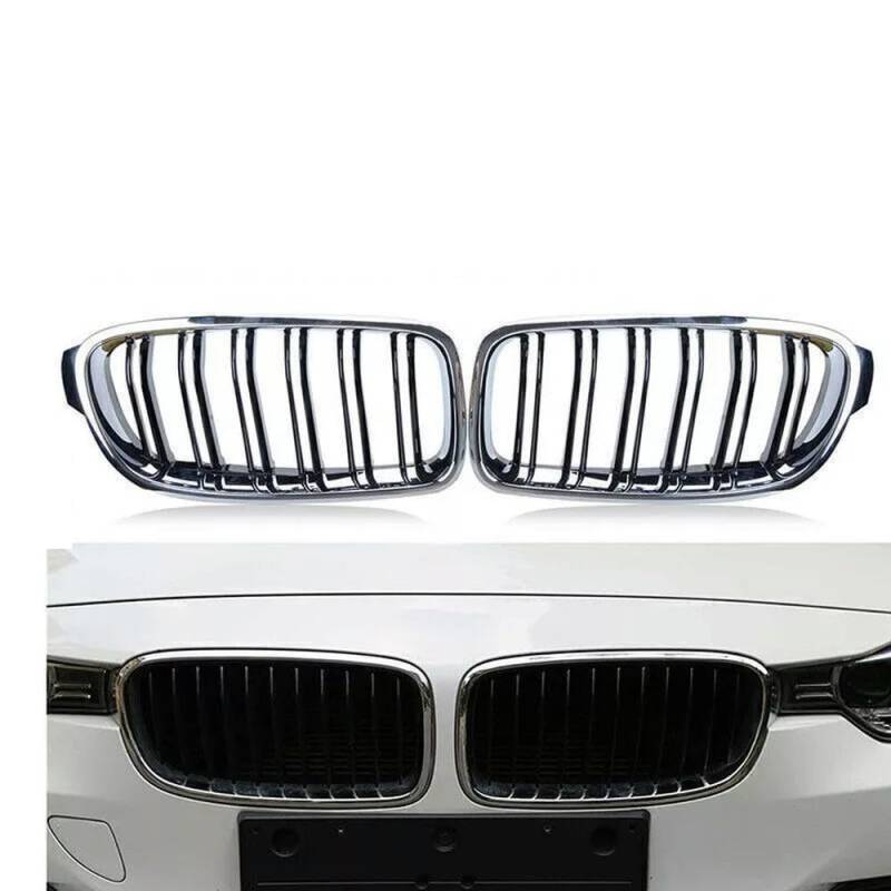 Doppellamellen Frontgrill / Kühlergrill Nieren für BMW 3~Serie F30 F31 2012~2018 Chrom von ZKSXSM