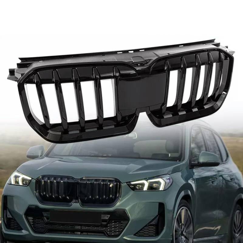 Für BMW X1 U11 U12 2023-24 Frontstoßstange Nieren Kühlergrill Glanz Schwarz lackiert von ZKSXSM