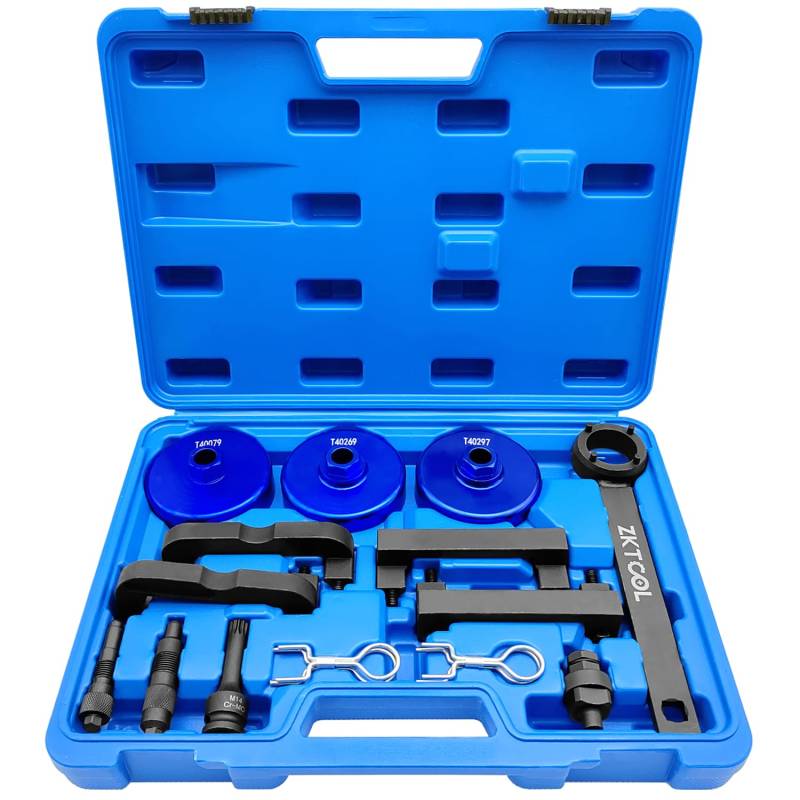 ZKTOOL Aufgerüstete Version Nockenwellen-Ausrichtung Verriegelungs-Zeitwerkzeug-Kit für VW Audi A6L 2.4 2.5 2.8 3.0T 3.2 4.2, Touareg Q7 Porsche 3.0T, Werkzeuge zur Motorsteuerung und Arretieren von ZKTOOL