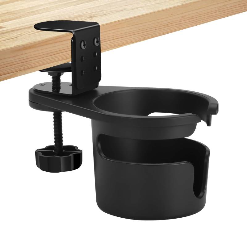 ZLLkeji Getränkehalter Tisch Einstellbar Becherhalter Schreibtisch Anti Verschütten 360 Grad Schreibtisch Flaschenhalter für Wasser,Getränke,Limo,Kaffeetasse für Zuhause,Büro von ZLLkeji