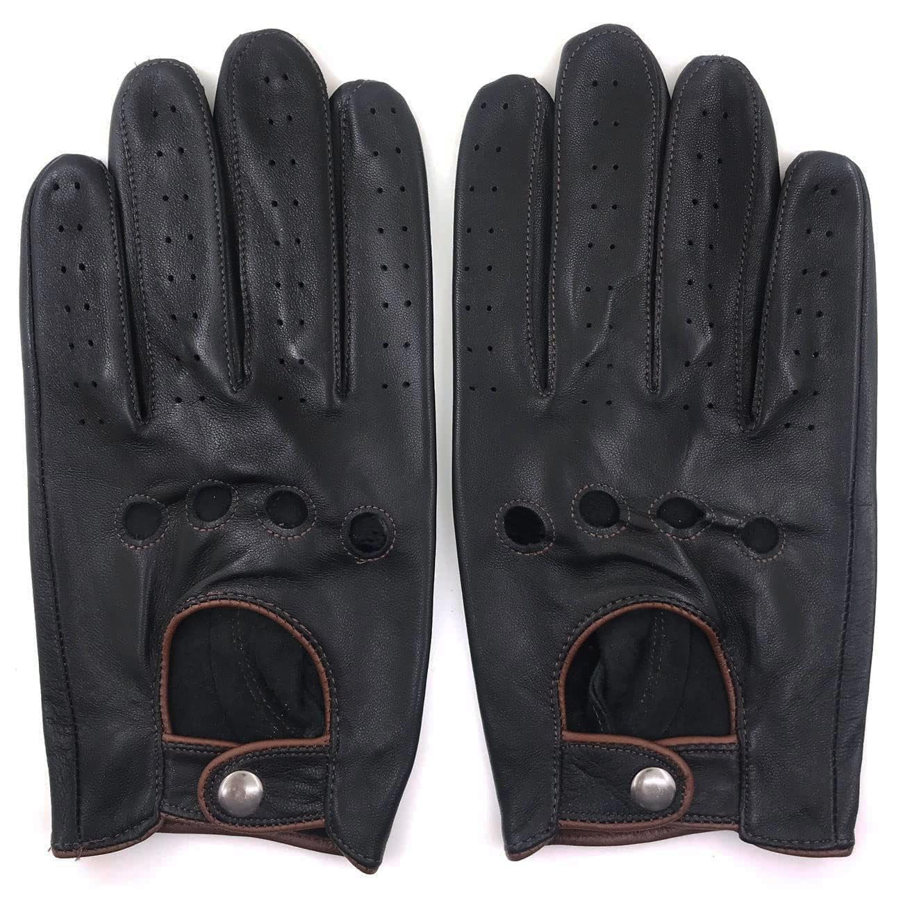 ZLUXURQ Herren-Handschuhe, italienisches Design, weich und dünn, exzellentes Lammleder, Touchscreen-Handschuhe, Schwarz/Rotbraun (Lammfell/Touchscreen), L-24 cm von ZLUXURQ
