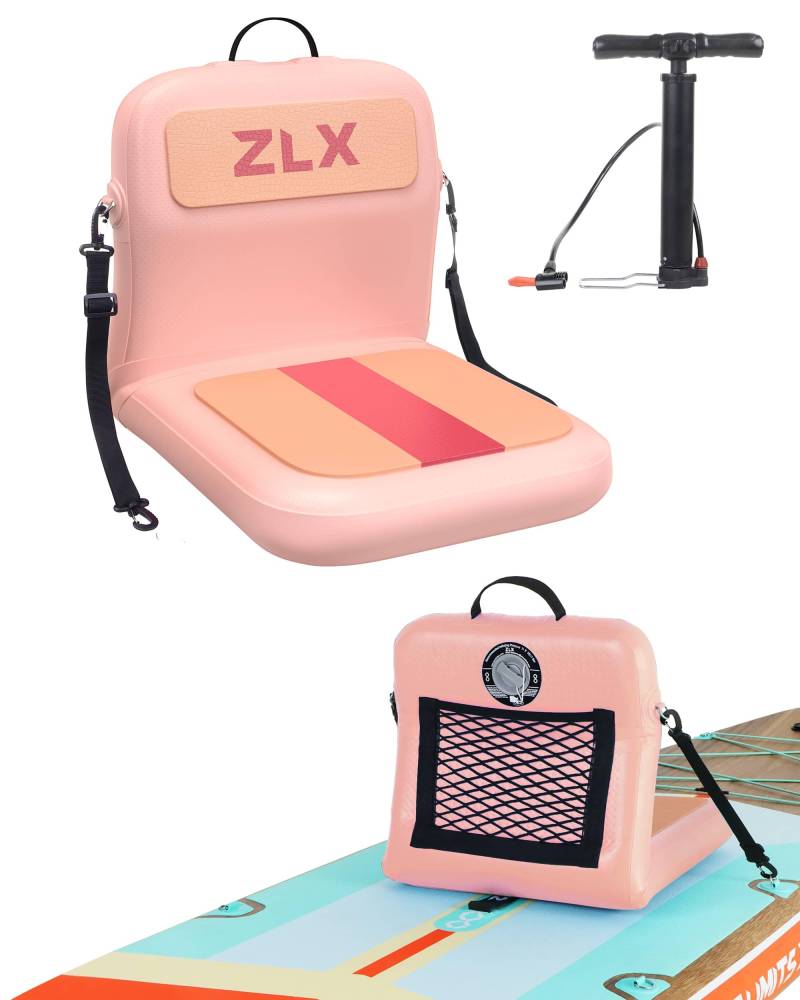 ZLX Aufblasbares Paddelbrett Kajak Sitz Tragbar Kanu Surfbrett Sup Sitz Mit Luftpumpe PVC Material für Outdoor Kajakfahren Camping Picknicken Zuschauen (Pink) von ZLX