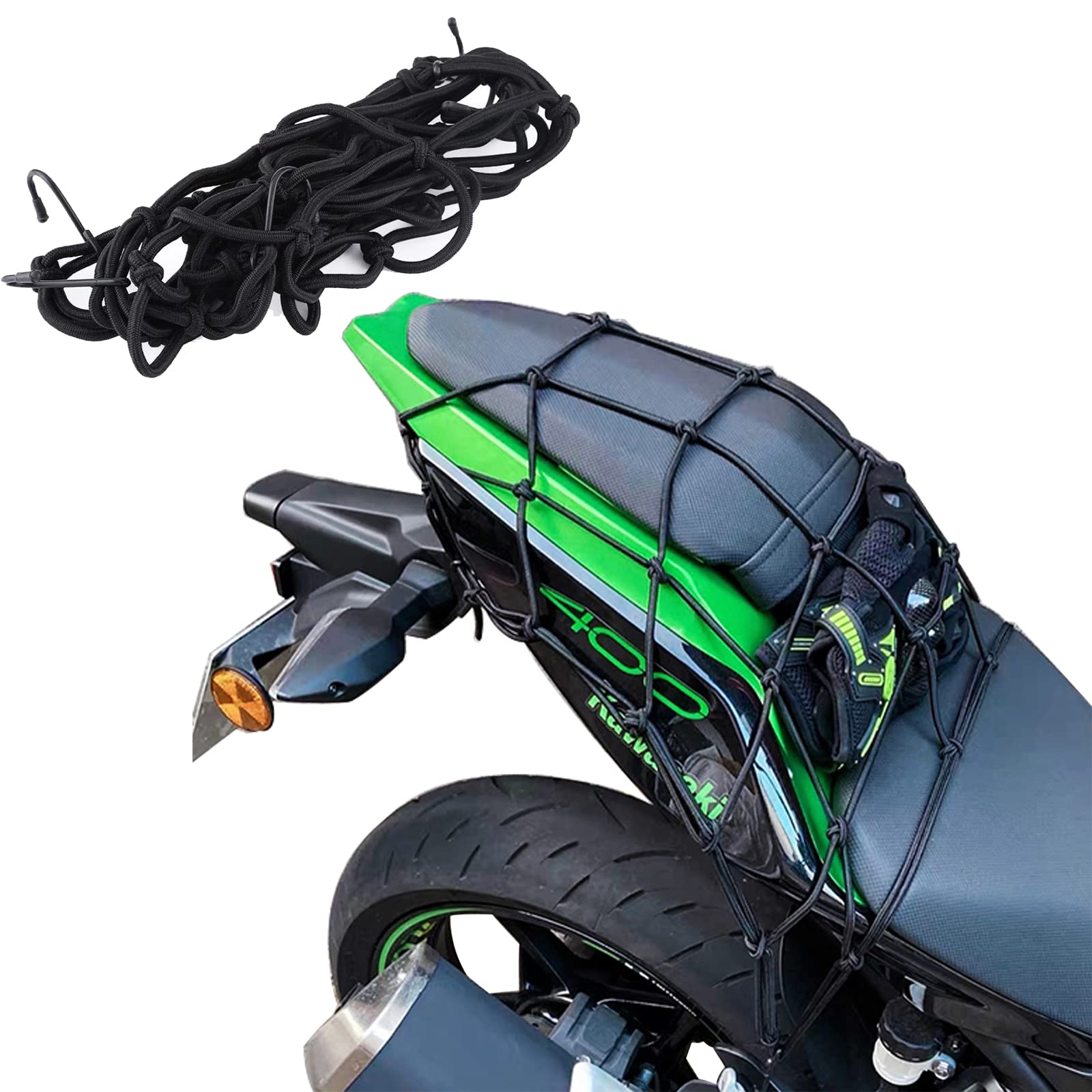 ZLXFT Gepäcknetz Fahrrad Motorrad-Gepäcknetz Fahrrad Netz Helmnetz mit Haken Sicherungsnetz elastisches Gepäckband für Motorrad Fahrrad von ZLXFT