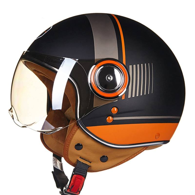 Adult Motorrad Jet Helm Scooter Helm, Mode halboffener Helm mit Schutzbrille, hat den Verkehrssicherheitstest ECE 22.05 Zertifiziert, DREI Arten von Objektiven C,M(54-56cm) von ZLYJ