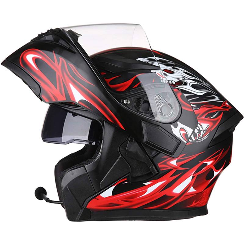 Bluetooth Integralhelm Motocross, Full Face Helm Motorradhelm mit HD Anti-Fog Visier, Klapphelm Motorrad, Unisex Elektroauto Schutzhelm, ECE Zertifiziert A,M von ZLYJ