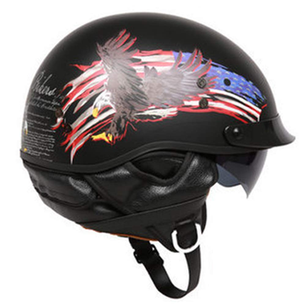 Motorrad Helm, Halbschale Vintage Harley Helm mit Schal, Halbschalenhelm Jethelm Für Damen Und Herren, für Cruiser Chopper Biker Lucky Skull, ECE Zertifizierung von ZLYJ