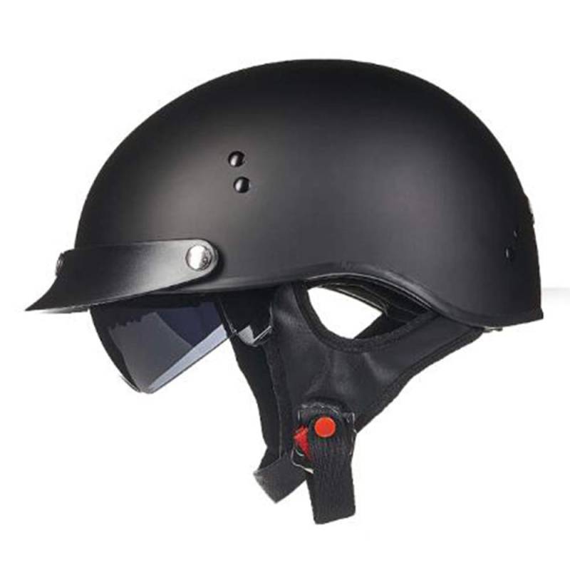 Retro Motorrad Helm, Halbschale Vintage Style Harley Helm mit Visier, Halbschalenhelm ECE Zertifizierung Jethelm Für Damen Und Herren, für Cruiser Chopper Biker von Homry
