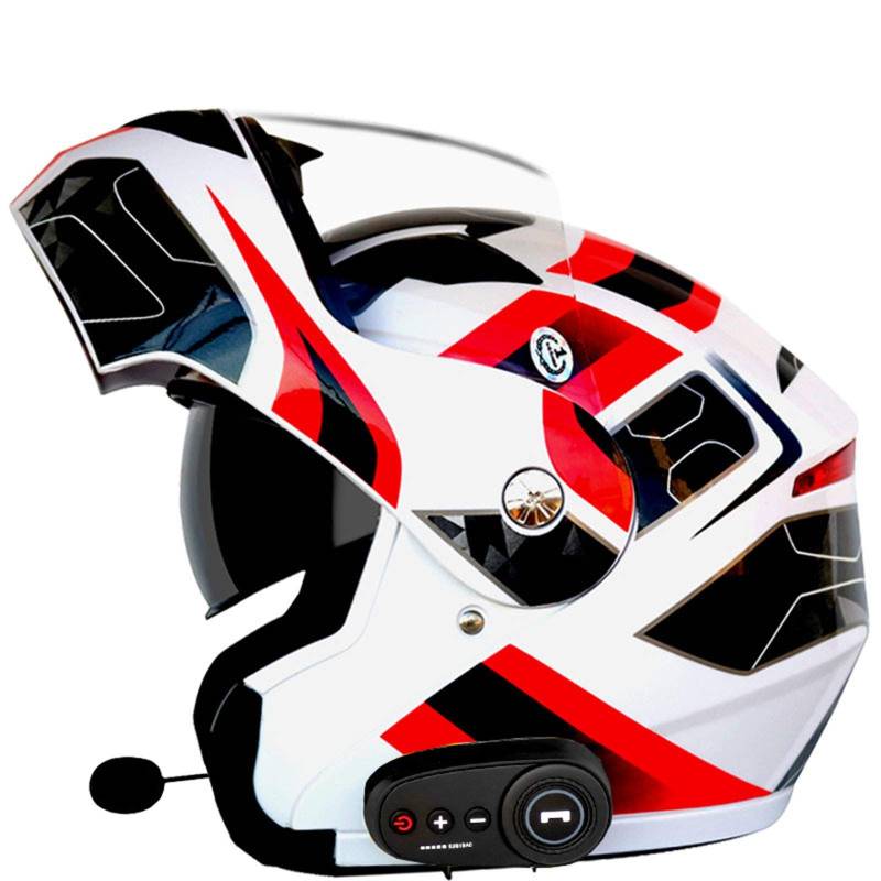 ZLYJ Bluetooth Modularer Motorrad Helm, Funk Sprechanlage Motorrad-Klapphelm mit Anti-Fog-Doppelscheib ECE Genehmigt Integralhelm für Erwachsene Männer Women C,L von ZLYJ