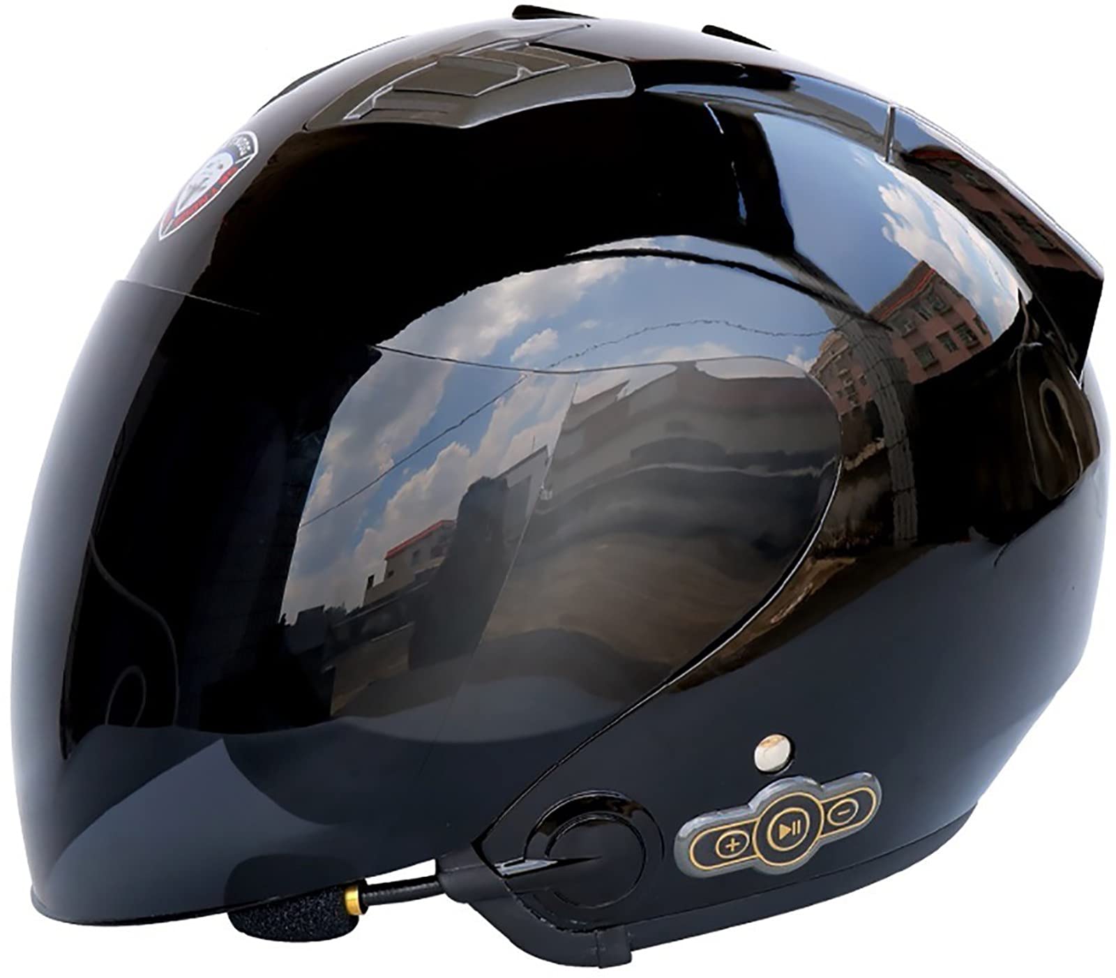 ZLYJ Bluetooth Motorrad Helm Mit Offenem Gesicht Motorrad Retro 3/4 Halbhelm Mit Bluetooth-Mikrofon Eingebaute Doppellautsprecher ECE-Zugelassener Mopedhelm E,L von ZLYJ