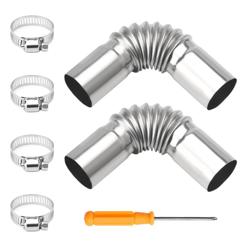 ZMDMAH 2 STK Standheizung Abgasrohr Winkelverbinder Abgasschlauch für Stromerzeuger Autoheizung Auspuffrohr 25mm Auspuffrohr Aus Edelstahl für Autos mit 4 Edelstahl-Clips von ZMDMAH