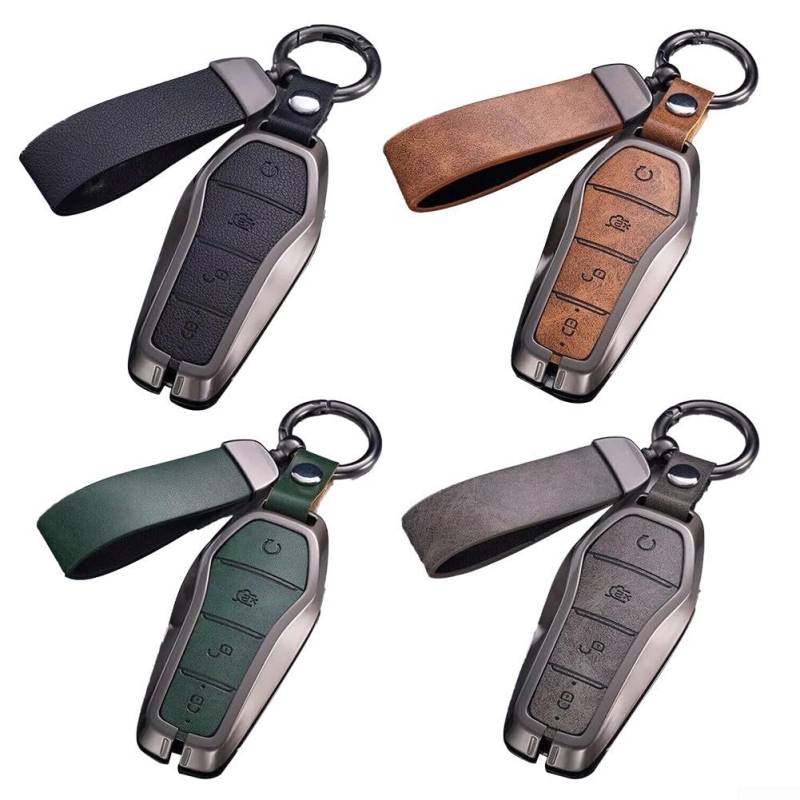 Schlankes Design, schützt Ihre Schlüssel mit einer Zinklegierung und Leder, geeignet für BYD-Fahrzeuge (grün) von ZMdooreasy